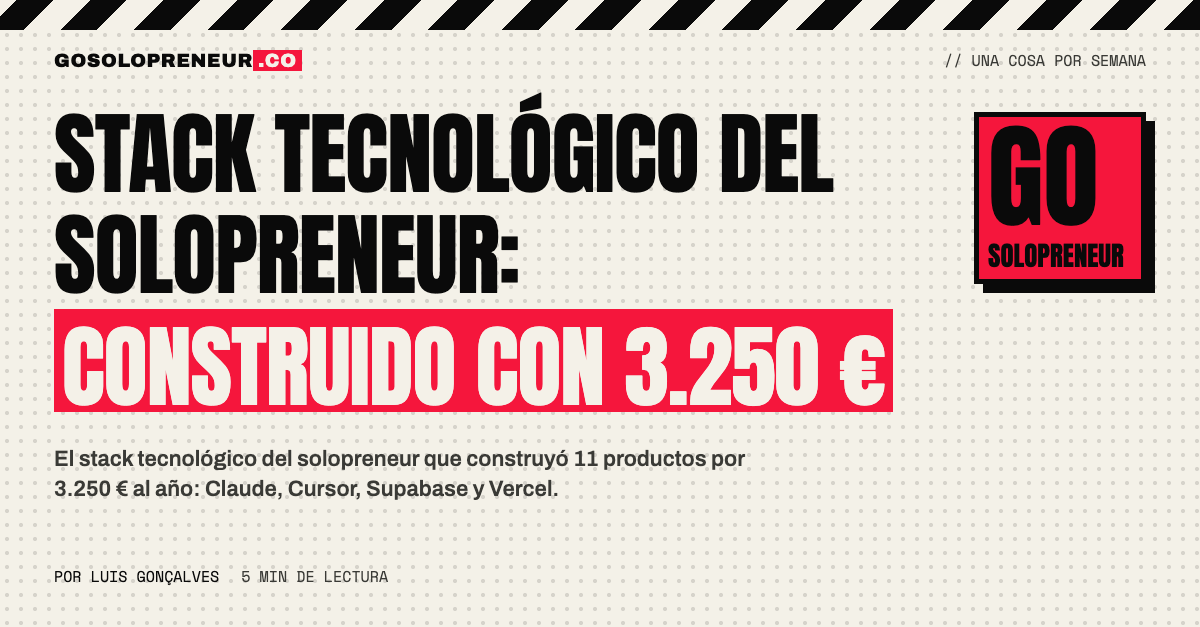 Stack tecnológico del solopreneur: Claude, Cursor, Supabase y Vercel por 3.250 €