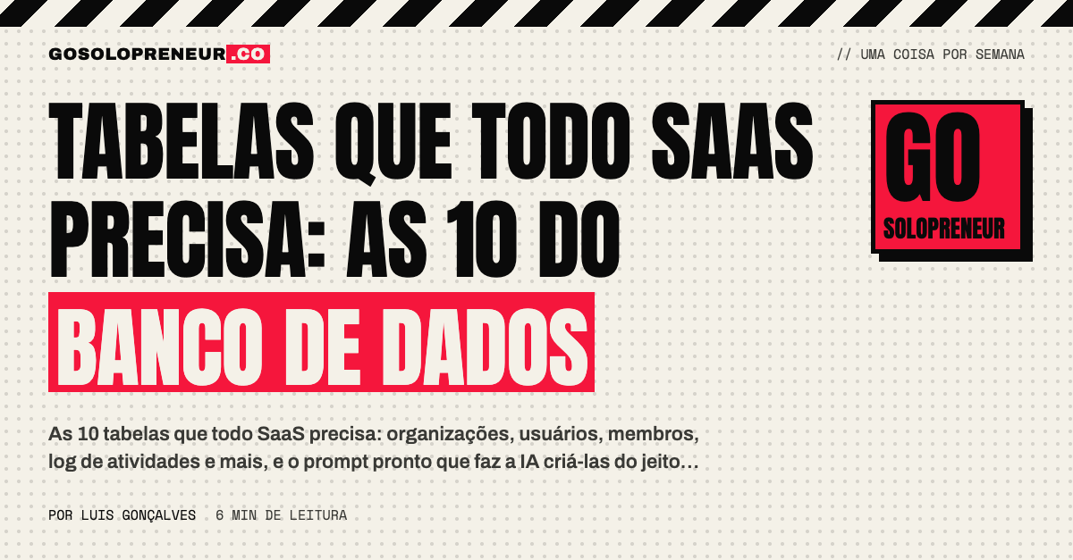 Tabelas que todo SaaS precisa: as 10 do banco de dados