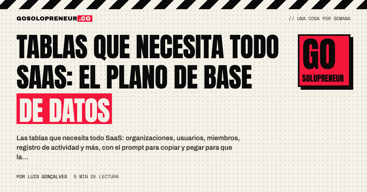 Diagrama del plano de base de datos con las 10 tablas que necesita todo SaaS