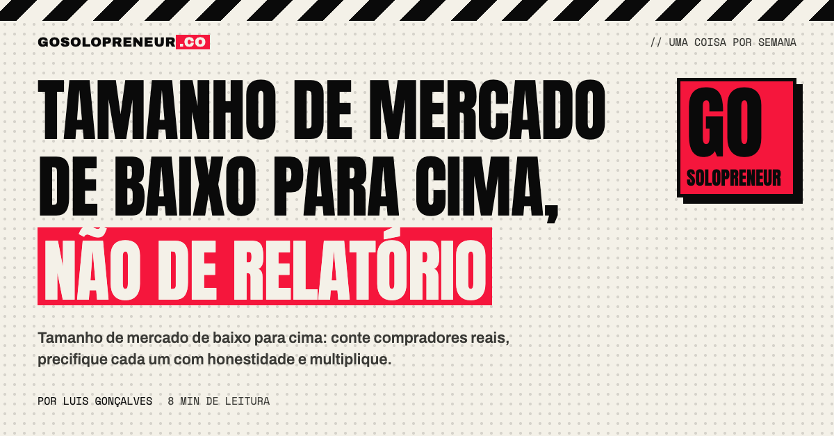 Tamanho de mercado: a conta de compradores vezes preço no slide