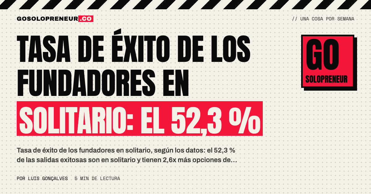 Tasa de éxito de los fundadores en solitario: el 52,3 % de las salidas son en solitario