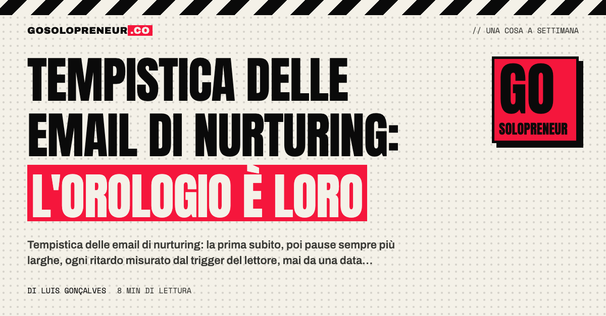 Tempistica delle email di nurturing: pause brevi all'inizio e più larghe dopo, misurate dal trigger