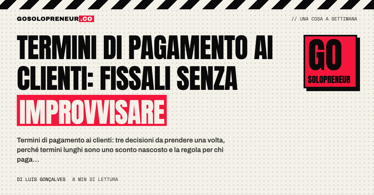 Termini di pagamento ai clienti scritti su una fattura da un solopreneur