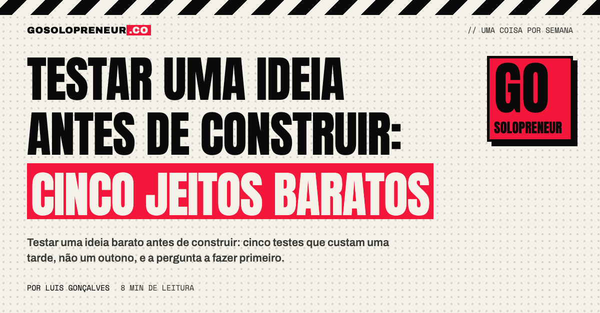 Cinco testes baratos para testar uma ideia antes de construir, da conversa aos dados