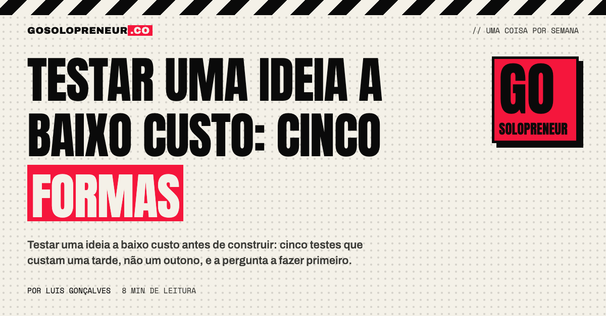 Cinco testes baratos para uma ideia: conversa, página com preço, protótipo, trabalho manual e dados