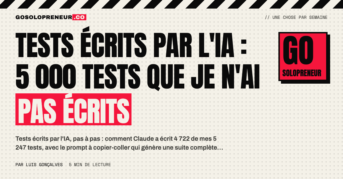 Tests écrits par l'IA : 4 722 des 5 247 tests d'un produit générés par Claude à partir d'un brief structuré