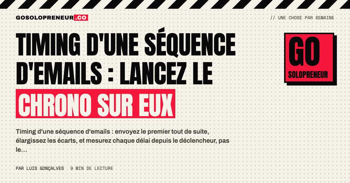 Un solopreneur règle le timing d'une séquence d'emails avec des écarts qui s'élargissent