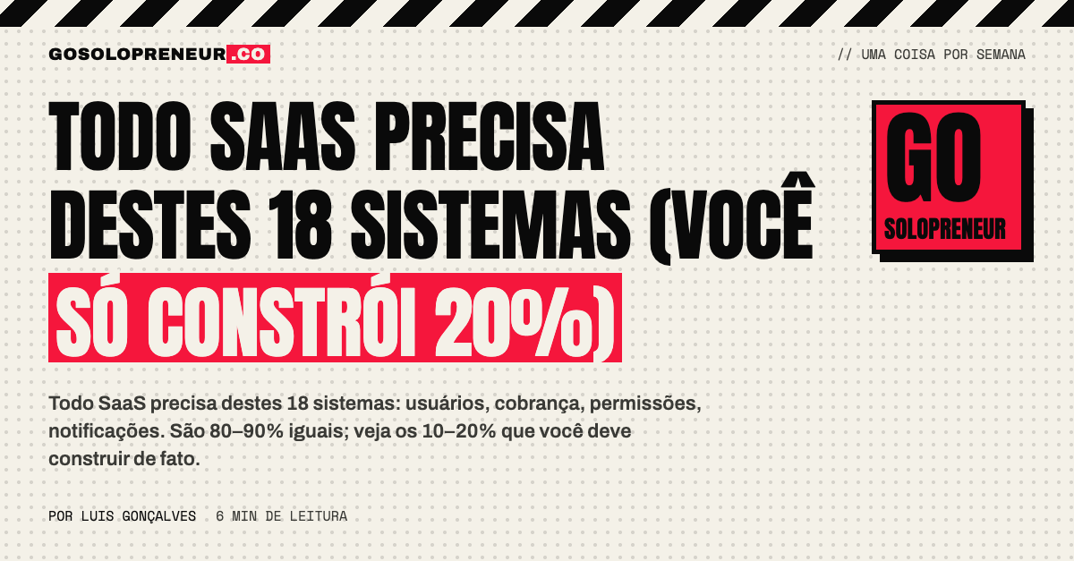 Todo SaaS precisa destes 18 sistemas (você só constrói 20%)