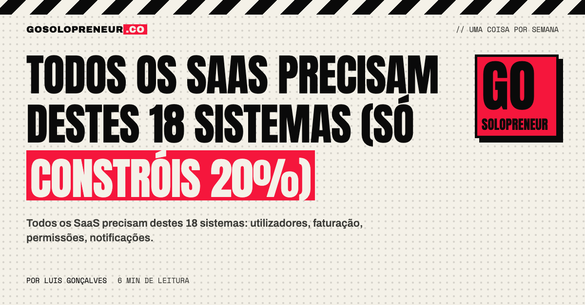 Todos os SaaS precisam destes 18 sistemas (só constróis 20%)