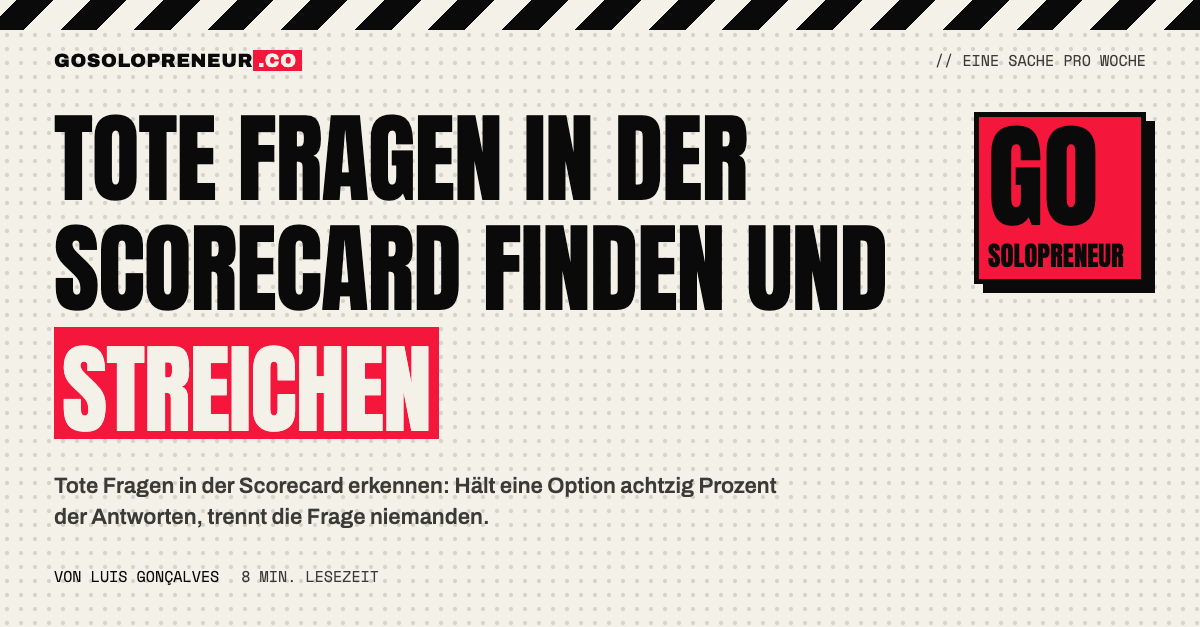Balkendiagramm einer toten Frage in der Scorecard, bei der eine Option fast alle Antworten hält