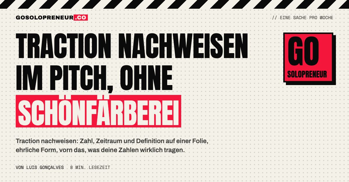 Traction nachweisen: eine Folie mit echter Zahl, Zeitraum und Definition