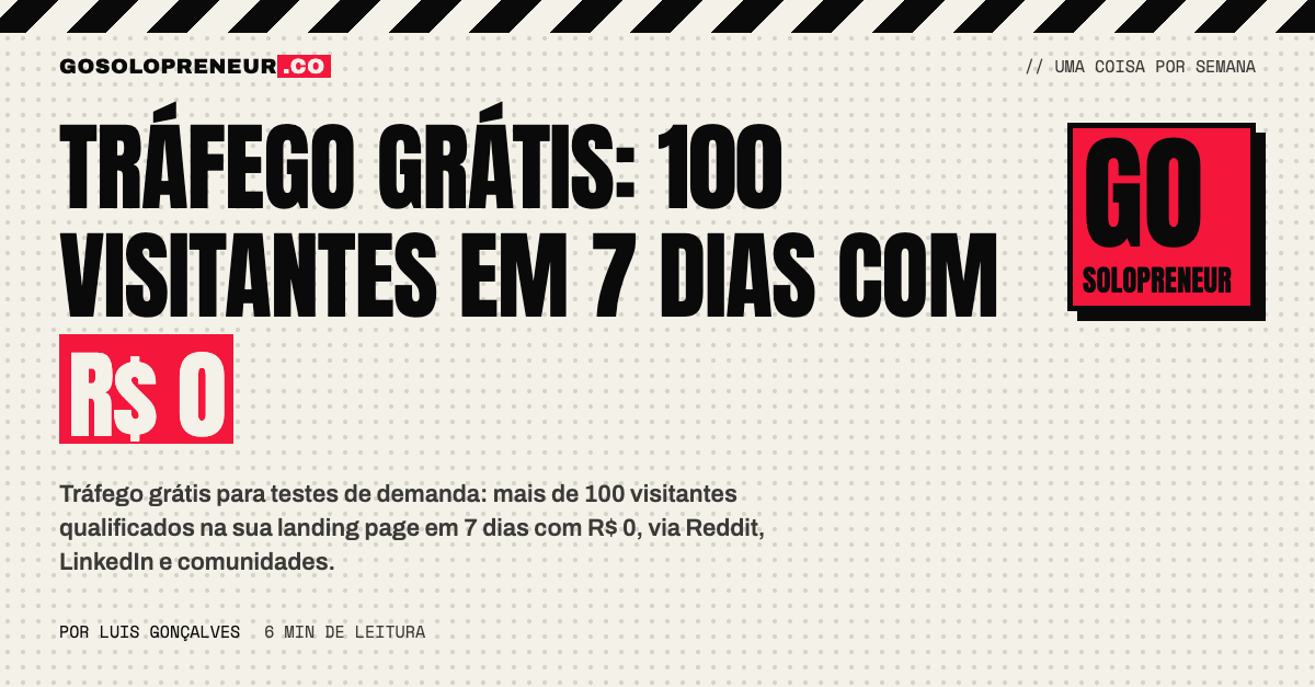 Tráfego grátis: 100 visitantes em 7 dias com R$ 0