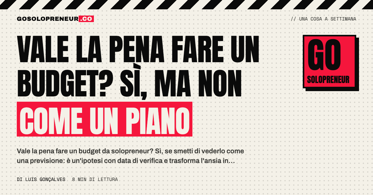 Un solopreneur controlla il proprio budget con un numero chiaro invece di un'ansia vaga