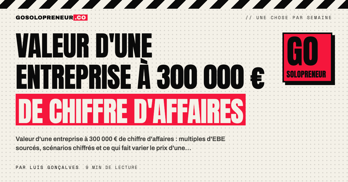 Valeur d'une entreprise à 300 000 € de chiffre d'affaires : un dirigeant solo examine ses comptes