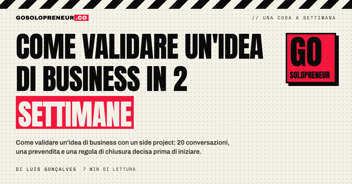 Come validare un'idea di business in due settimane con un side project