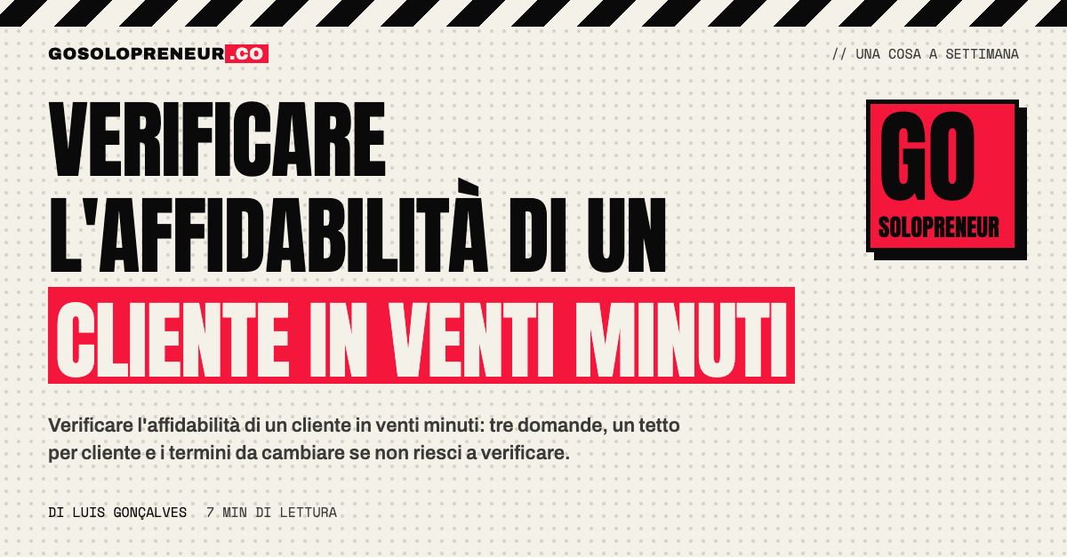 Solopreneur che verifica l'affidabilità di un cliente prima di concedere credito