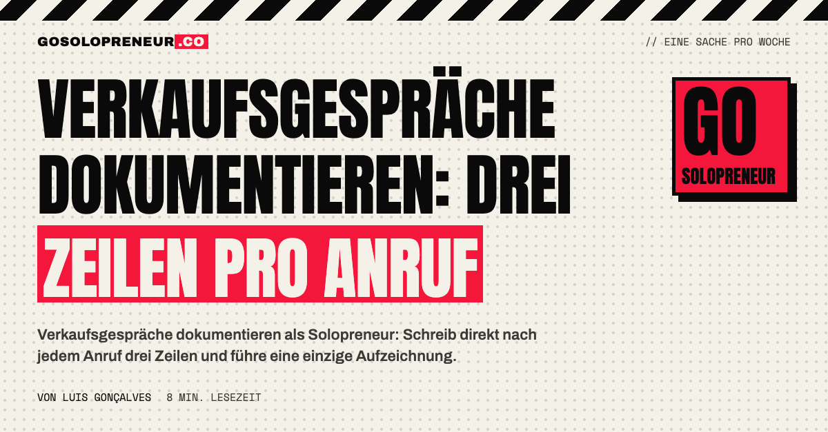 Notizbuch mit drei Zeilen nach einem Anruf: Verkaufsgespräche dokumentieren