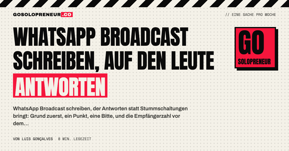 Hand schreibt auf dem Smartphone einen WhatsApp Broadcast mit einem Punkt und einer Bitte