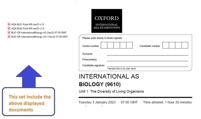 OXFORD AQA AS LEVEL BIOLOGY 2023 JANUARY PAPERS WITH MARKSCHEMES