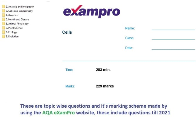 OXFORD AQA AS & A LEVEL BIOLOGY TOPIC WISE QUESTIONS PAPERS WITH MARKSCHEMES