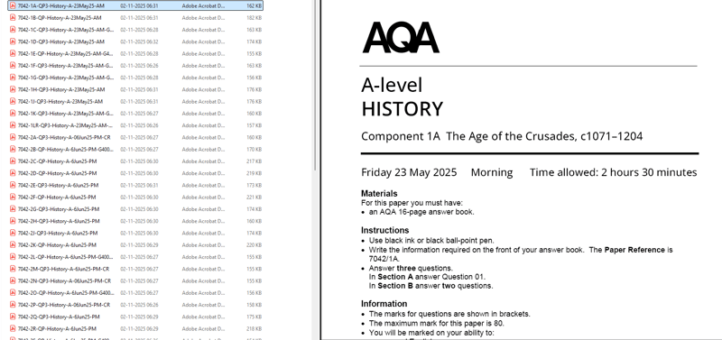 AQA A LEVEL HISTORY SCIENCE 2025 JUNE QUESTION PAPERS WITH MARKING SCHEME