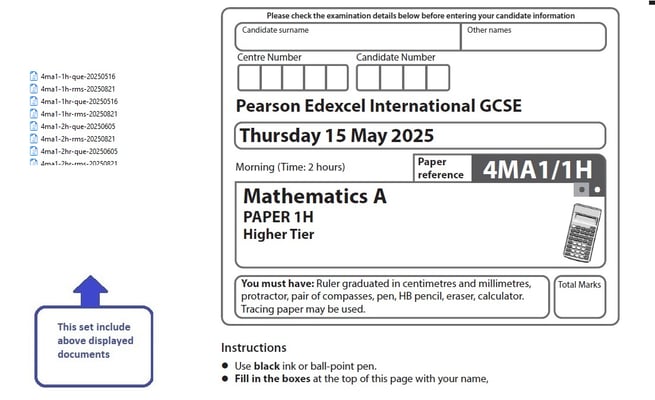 EDEXCEL IGCSE MATHEMATICS A 2025 JUNE (higher) QUESTIONS WITH MARKING SCHEME