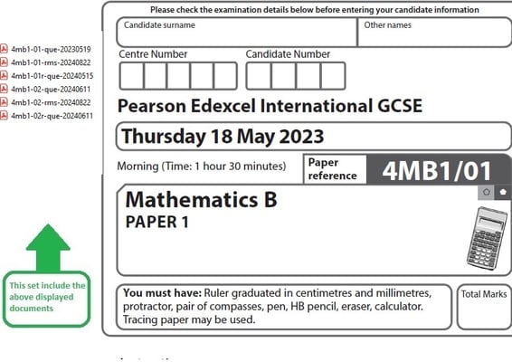 EDEXCEL IGCSE MATHEMATICS B 2024 JUNE QUESTION PAPERS WITH MS