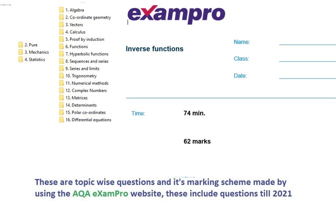 OXFORD AQA AS & A LEVEL MATHS TOPIC WISE QUESTIONS PAPERS WITH MARKSCHEMES