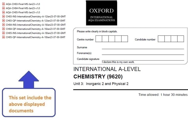 OXFORD AQA A LEVEL CHEMISTRY  2023 JANUARY PAPERS WITH MARKSCHEMES