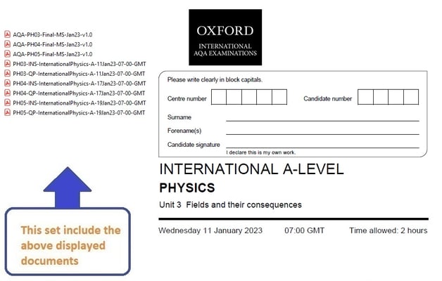 OXFORD AQA A LEVEL PHYSICS 2023 JANUARY PAPERS WITH MARKSCHEMES