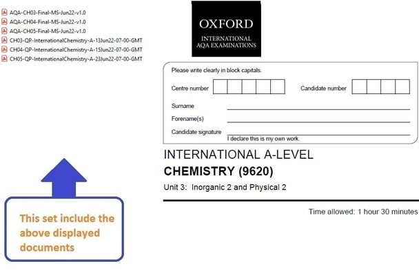 OXFORD AQA A LEVEL CHEMISTRY  2022 JUNE PAPERS WITH MARKSCHEMES