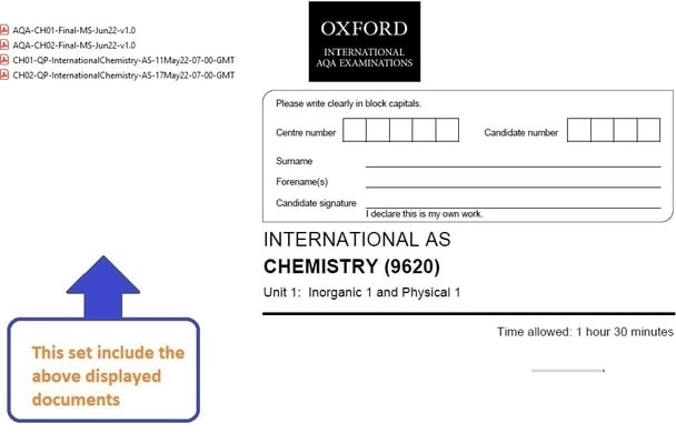 OXFORD AQA AS LEVEL CHEMISTRY  2022 JUNE PAPERS WITH MARKSCHEMES