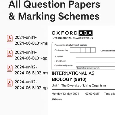 OXFORD AQA AS LEVEL BIOLOGY  2024 JUNE PAPERS WITH MARKSCHEMES