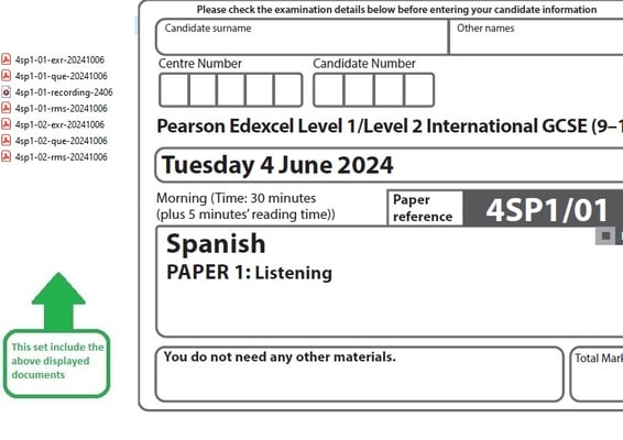 EDEXCEL IGCSE  SPANISH 2024 JUNE QUESTION PAPERS WITH MS