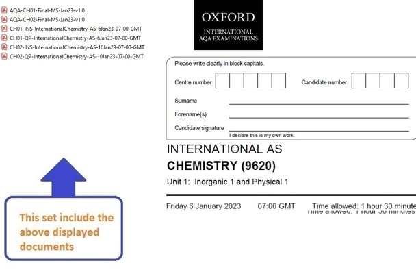 OXFORD AQA AS LEVEL CHEMISTRY  2023 JANUARY PAPERS WITH MARKSCHEMES