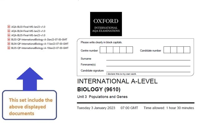 OXFORD AQA A LEVEL BIOLOGY 2023 JANUARY PAPERS WITH MARKSCHEMES