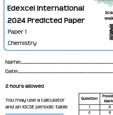 Edexcel IGCSE Chemistry  Predicted Papers 2024 
