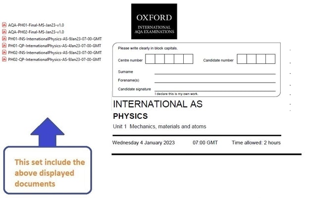 OXFORD AQA AS LEVEL PHYSICS 2023 JANUARY PAPERS WITH MARKSCHEMES