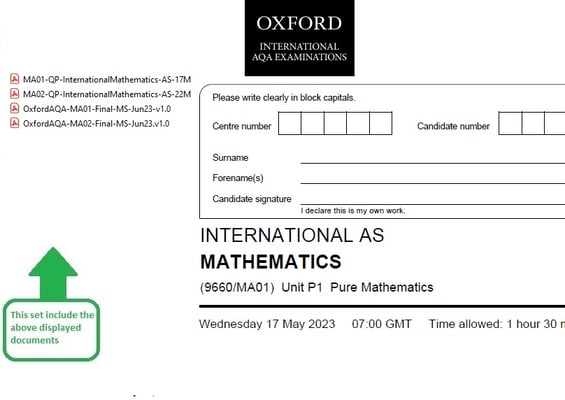 OXFORD AQA AS LEVEL  FURTHER MATHEMATICS  2023 JUNE PAPERS WITH MARKSCHEMES