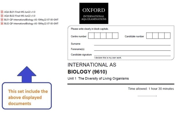 OXFORD AQA AS  LEVEL BIOLOGY 2022 JUNE  PAPERS WITH MARKSCHEMES