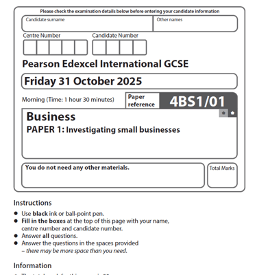EDEXCEL IGCSE BUSINESS 2025 NOVEMBER QUESTION PAPERS WITH MARKING SCHEME