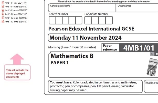 EDEXCEL IGCSE  MATHEMATICS B 2024 OCTOBER QUESTION PAPERS WITH MS