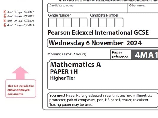EDEXCEL IGCSE  MATHEMATICS A 2024 OCTOBER QUESTION PAPERS WITH MS