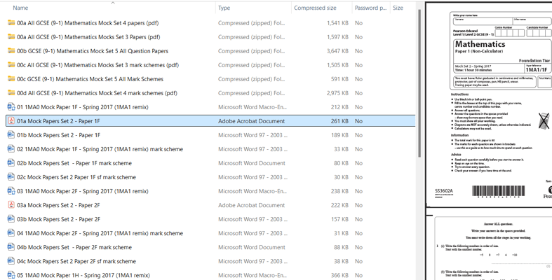 EDEXCEL GCSE MATHS MOCK SETS 1 TO 5