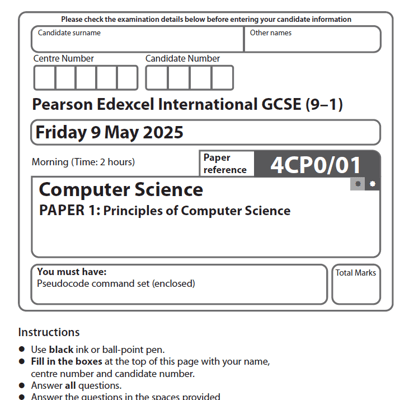 EDEXCEL IGCSE COMPUTER SCIENCE 2025 JUNE QUESTION PAPERS WITH MS