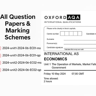 OXFORD AQA AS LEVEL ECONOMICS 2024 JUNE PAPERS WITH MARKING SCHEME
