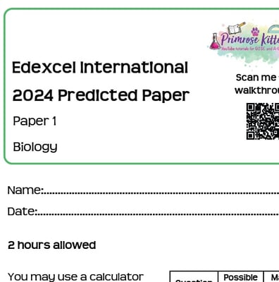 Edexcel IGCSE Biology  Predicted Papers 2024 