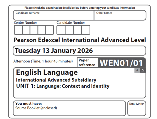 EDEXCEL IAL ENGLISH LANGUAGE  2026 JANUARY  QUESTION PAPERS WITH MS