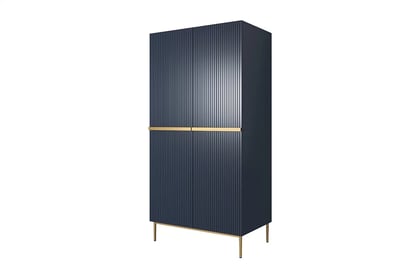 Nicole 100 cm szekrény fiókkal - sötétkék MDF / arany lábak