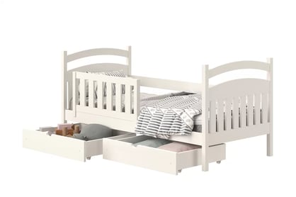 Amely fából készült gyermekágy - fehér / 80x190 postel dzieciece z pojemnymi fiokok 